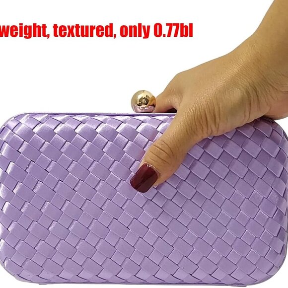 Woven Fabric Clutch Purse for Women Artificial Silk Evening Bag Crossbody